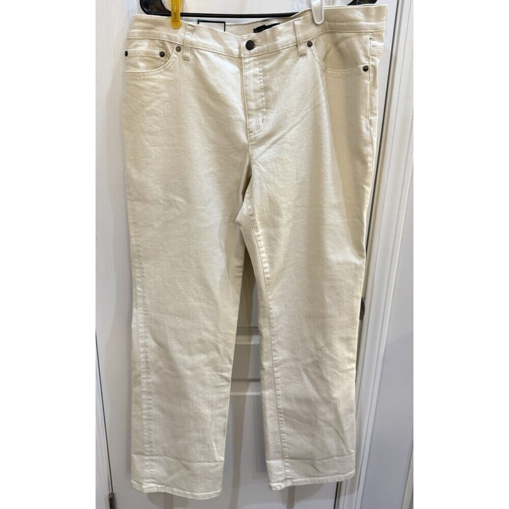 Ralph Lauren LRL Jeans Cream Denim Straight 5-Pocket Women Sz 16 x 32 Stretch